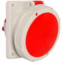 F. Walther Electric Walther Electric 539, Female Receptacle, 30/32A, 5P, 400Vac, 6 Hr, IP67, Angled 15 Degree