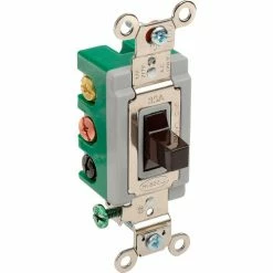 Bryant 3025BRN Toggle Switch, Double Pole, Double Throw, 30A, 120/277V AC, Brown
