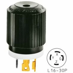 Bryant 71630NP TECHSPEC® Plug, L16-30, 30A, 3ph 480V AC, Black/White