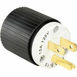Bryant BRY5266NP TECHSPEC® Straight Blade Plug, 15A, 125V, Black/White -Switches, Receptacles & Sensors Sales BRA BRY5266NP