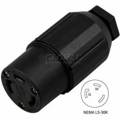 Conntek 60411, 30-Amp Locking Assembly Connector with NEMA L5-30R Female End, 2 Pole- 3 Wire