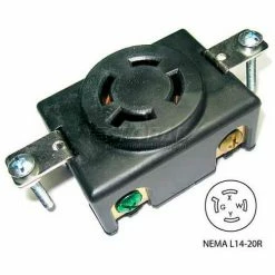 Conntek 80615, 20A 4-Prong Locking Single Flush Receptacle w/ NEMA L14-20R Female End, 3 Pole-4 Wire