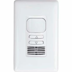 Hubbell Control Solutions Hubbell LightHawk PIR/Ultrasonic Dimming 2-Button Wall Switch Occupancy Sensor, Single Relay, White
