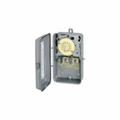 Intermatic T104R NEMA 3R-24 Hour Dial Time Switch In Metal Enclosure, 208-277V, DPST, Gray Case