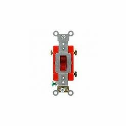 Leviton 1221-Plr 20a, 120v, Illuminated On,Single-Pole Ac Quiet Switch, Red - Pkg Qty 10
