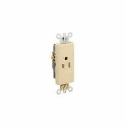 Leviton 16241-I 15A, 125V, Decora Plus Single Receptacle, Commercial Grade, Self-Grounding, Ivory - Pkg Qty 10