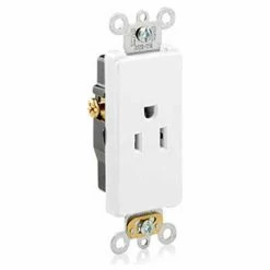 Leviton 16241-W 15A, 125V, Decora Plus Single Receptacle, Commercial Grade, Self-Grounding, White - Pkg Qty 10