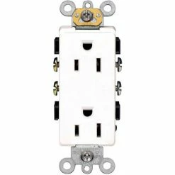Leviton 16242-W 15A, 125V, Decora Plus Duplex Receptacle, Commercial Grade, Self Grounding, White - Pkg Qty 10