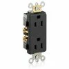 Leviton 16252-E 15A, 125V, Decora Plus Duplex Receptacle, Straight Blade, Commercial Grade, Black - Pkg Qty 10 -Switches, Receptacles & Sensors Sales LEV 16252 E