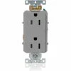 Leviton 16252-GY Decora Plus Duplex Receptacle, Straight Blade, Commercial Grade, Gray - Pkg Qty 10 -Switches, Receptacles & Sensors Sales LEV 16252 GY