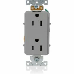 Leviton 16252-GY Decora Plus Duplex Receptacle, Straight Blade, Commercial Grade, Gray - Pkg Qty 10