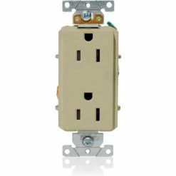 Leviton 16252-I Decora Plus Duplex Receptacle, Straight Blade, Commercial Grade, Ivory