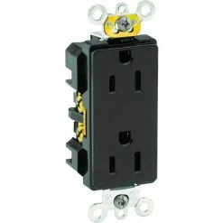 Leviton 16262-E 15a, 125v, Decora Plus Duplex Receptacle, Industrial Grade, Black - Pkg Qty 10