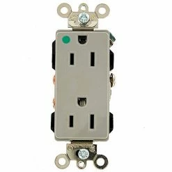 Leviton 16262-Hgg 15a, 125v, Decora Plus Duplex Receptacle, Hospital Grade , Gray - Pkg Qty 10