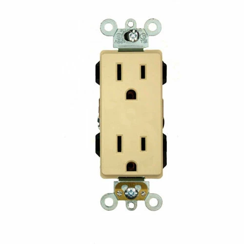 Leviton 16262-I 15a, 125v, Decora Plus Duplex Receptacle, Industrial Grade, Ivory - Pkg Qty 10 3 Leviton 16262-I 15a, 125v, Decora Plus Duplex Receptacle, Industrial Grade, Ivory - Pkg Qty 10