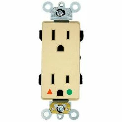 Leviton D8200-IGI 15a, 125v, Decora Plus Duplex Receptacle, Hospital Grade, Ivory - Pkg Qty 10