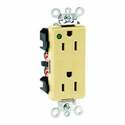 Leviton 16262-Pli 15a, 125v, Decora Plus Duplex Receptacle, Power Indication, Ivory - Pkg Qty 10