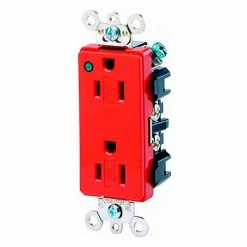Leviton 16262-Plr 15a, 125v, Decora Plus Duplex Receptacle, Power Indication, Red - Pkg Qty 10