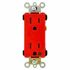Leviton 16262-Sgr 15a, 125v, Decora Plus Duplex Receptacle, Tamper Resistant, Red - Pkg Qty 10