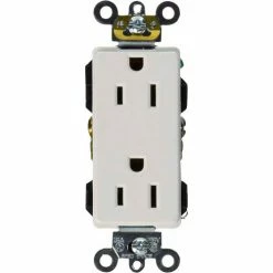 Leviton 16262-W 15a, 125v, Decora Plus Duplex Receptacle, Industrial Grade, White - Pkg Qty 10