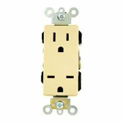 Leviton 16292-I 15a, Dual 125/250v, Decora Plus Dplx Receptacle, Commercial Grade, Ivory - Pkg Qty 10