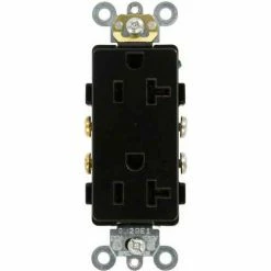 Leviton 16342-E 20A, 125V, Decora Plus Duplex Receptacle, Self Grounding, Black - Pkg Qty 10
