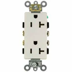 Leviton 16342-W 20A, 125V, Decora Plus Duplex Receptacle, Self Grounding, White - Pkg Qty 10