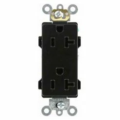 Leviton 16352-E 20a, 125v, Decora Plus Duplex Receptacle, Self Grounding, Black - Pkg Qty 10