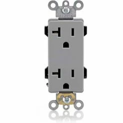 Leviton 16352-Gy 20a, 125v, Decora Plus Duplex Receptacle, Self Grounding, Gray - Pkg Qty 10