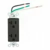 Leviton 16352-Le 20a, 125v, Decora Plus Dplx Recpt., Commercial, Self Grounding, Blk - Pkg Qty 10 -Switches, Receptacles & Sensors Sales LEV 16352 LE