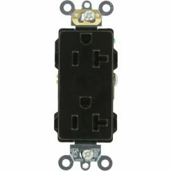 Leviton 16362-E 20a, 125v, Decora Plus Duplex Receptacle, Self Grounding, Black - Pkg Qty 10