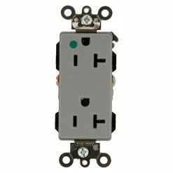 Leviton 16362-Hgg 20a, 125v, Decora Plus Duplex Receptacle, Straight Blade, Gray - Pkg Qty 10