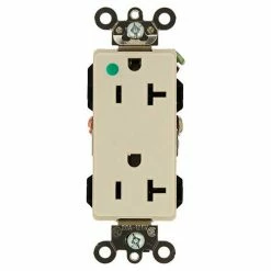 Leviton 16362-Hgt 20a, 125v, Decora Plus Duplex Receptacle, Self Grounding, Light Almond - Pkg Qty 10