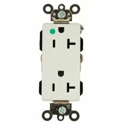 Leviton 16362-Hgw 20a, 125v, Decora Plus Duplex Receptacle, Self Grounding, White - Pkg Qty 10