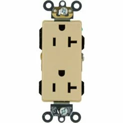 Leviton 16362-I 20a, 125v, Decora Plus Duplex Receptacle, Self Grounding, Ivory - Pkg Qty 10