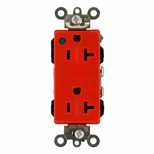 Leviton 16362-Plr 20a, 125v, Decora Plus Duplex Receptacle, Red - Pkg Qty 10 3 Leviton 16362-Plr 20a, 125v, Decora Plus Duplex Receptacle, Red - Pkg Qty 10