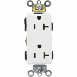 Leviton 16362-W 20a, 125v, Decora Plus Duplex Receptacle, Straight Blade, White - Pkg Qty 10