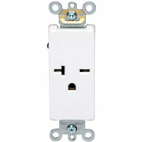 Leviton 16451-W 20a, 250v, Decora Plus Sgl Recpt., Commercial Grade, Self-Grounding, Wht - Pkg Qty 10 3 Leviton 16451-W 20a, 250v, Decora Plus Sgl Recpt., Commercial Grade, Self-Grounding, Wht - Pkg Qty 10