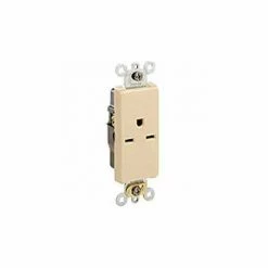 Leviton 16651-I 15A, 250V, NEMA 6-15R, Decora Plus Single Receptacle, Commercial Grade, Ivory - Pkg Qty 10