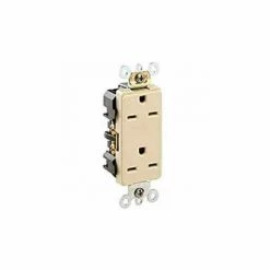 Leviton 16662-I 15a, 250v, Decora Plus Dplx Recpt., Commercial, Self Grounding, Ivory - Pkg Qty 10