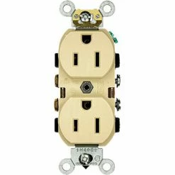 Leviton 5242-I 15A, 125V, Duplex Receptacle, Ivory - Pkg Qty 10