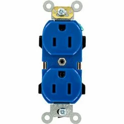 Leviton 5252-BU 15A, 125V, Duplex Receptacle, Blue - Pkg Qty 10