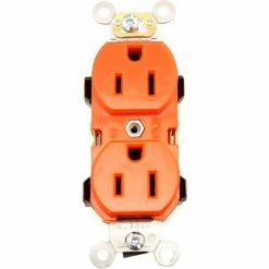 Leviton 5252-R Narrow Body Duplex Receptacle, Straight Blade, Red - Pkg Qty 10