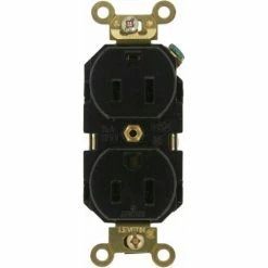Leviton 5262-E 15a, 125v, Duplex Receptacle, Self Grounding, Black - Pkg Qty 10