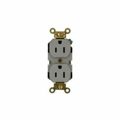 Leviton 5262-GYS 15A, 125V, Duplex Receptacle, Self Grounding, Gray - Pkg Qty 10