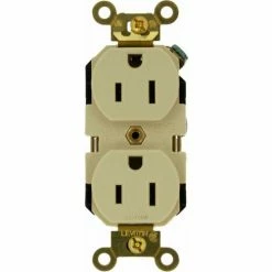 Leviton 5262-I 15a, 125v, Duplex Receptacle, Self Grounding, Ivory - Pkg Qty 10