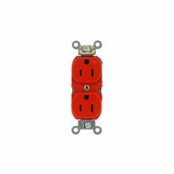 Leviton 5262-IGR 15A, 125V, Duplex Receptacle, Isolated Ground, Red - Pkg Qty 10