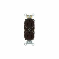 Leviton 5262-S 15A, 125V, Duplex Rcpt, Self Grounding, Contractor Pack, Brown - Pkg Qty 10