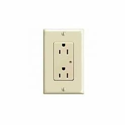 Leviton 5280-I 15a 125v Decora Duplex Receptacle, Self Grounding, Ivory