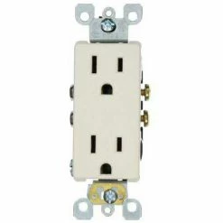 Leviton 5325-ST 15A, 125V, Decora Duplex Receptacle, Self-Grounding, Light Almond - Pkg Qty 10